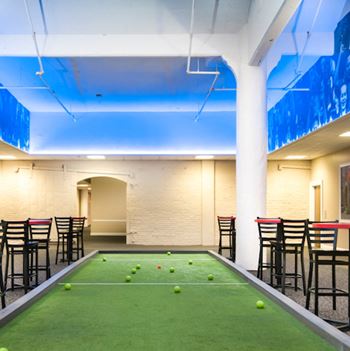Indoor bocce and badminton courts